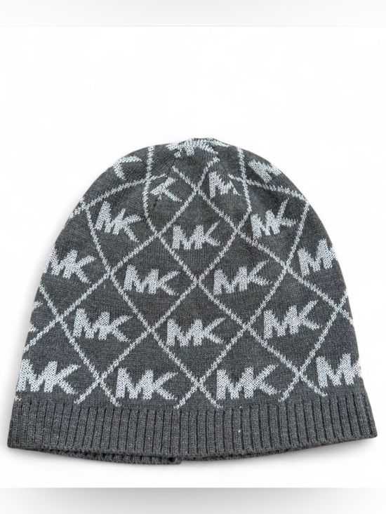 Michael Kors Other - Michael Kors Charcoal & Light Gray MK Logo Knit Beanie